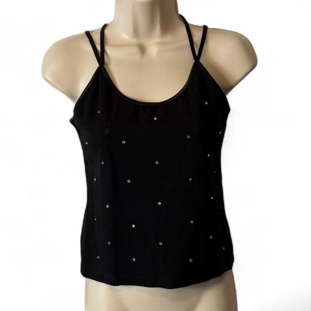 Y2K Energie Black‎ Rhinestone Strappy Tank Top